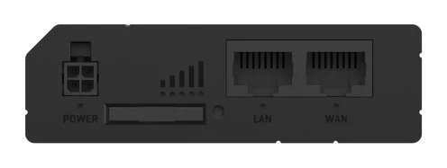 RUT200 Anschlussseite: POWER, SIM, LAN, WAN (connection side)